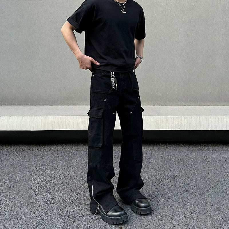 Black Multi-pocket Cargo Jeans