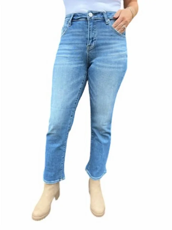 Mid Rise Cropped Flare Jeans In Medium Wash