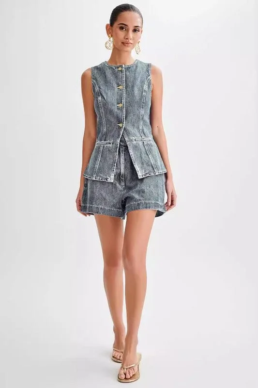 denim two pieces short & top