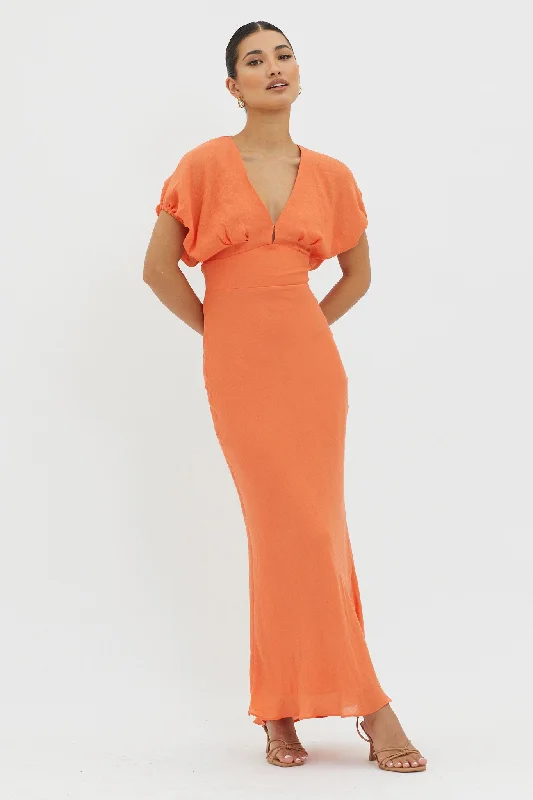 Dare To Live V-Neck Maxi Dress Orange