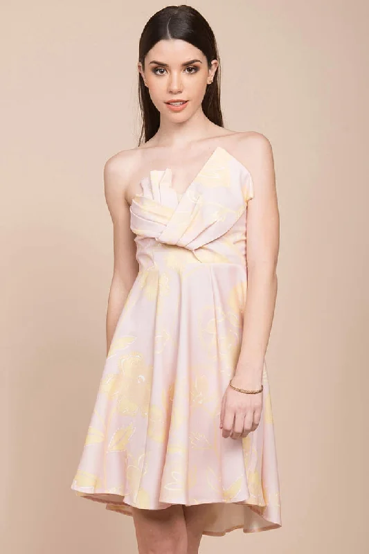 Elise Strapless Formal Dress Pink & Yellow