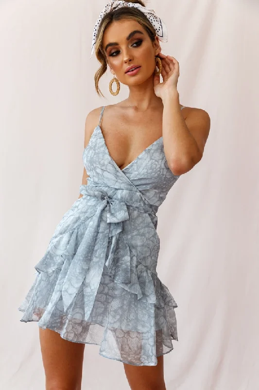 Kerry Layered Ruffle Cami Strap Dress Grey