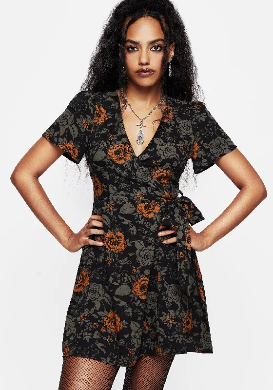 Mortify Floral Print Mini Wrap Dress