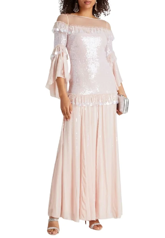 Nude Sylvan Sequined Tulle Maxi Dress