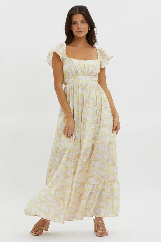 Touch The Sky Tied Back Maxi Dress Lemonade