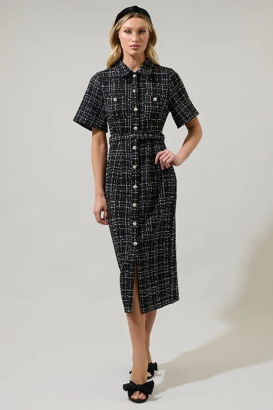 Brook Tweed Button Down Midi Dress