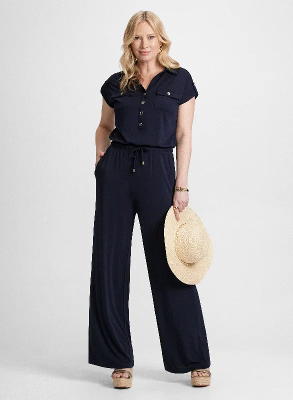 Button Down Jersey Jumpsuit