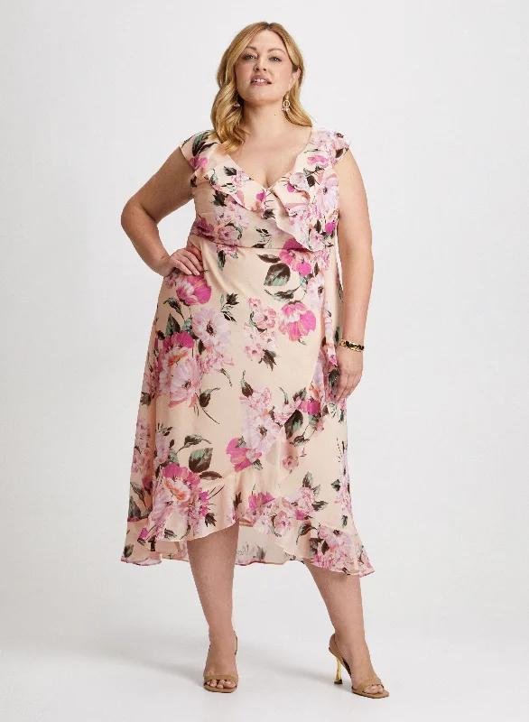 Floral Chiffon Midi Dress