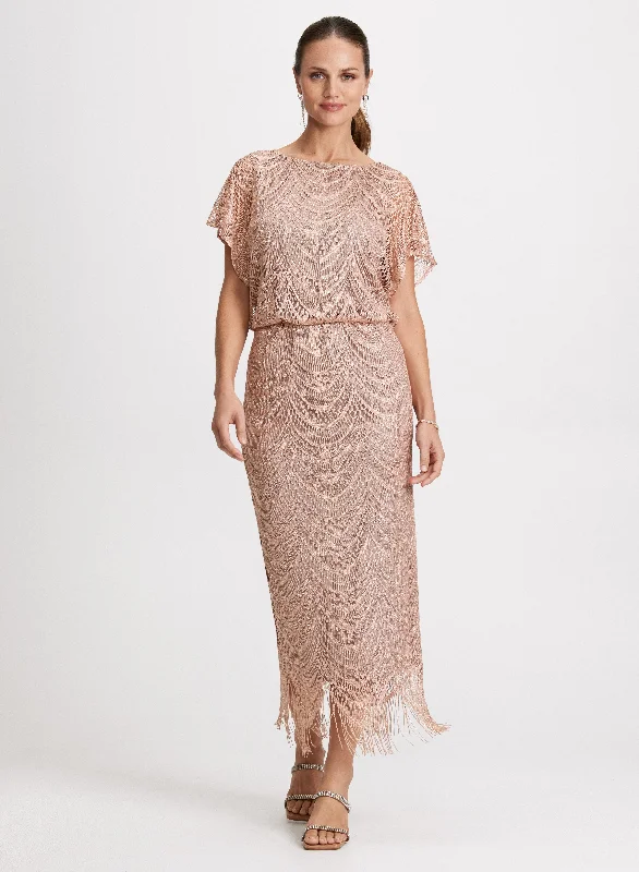 Metallic Crochet Evening Dress