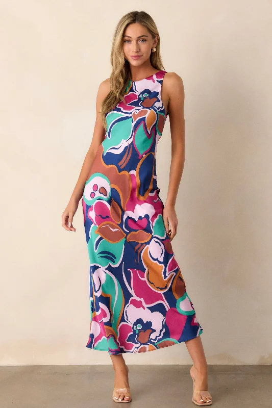 MINKPINK Lottie Abstract Floral Bias Midi Dress