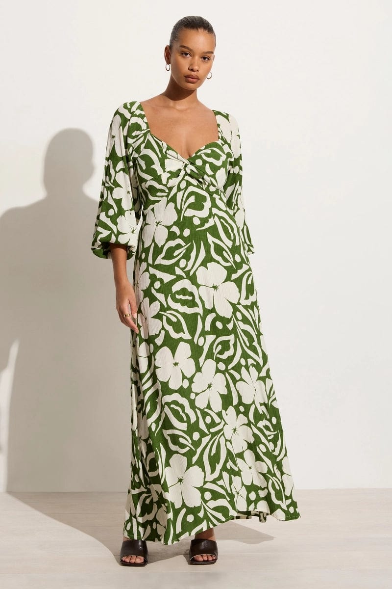 Ondina Midi Dress Pavito Floral Olive - Final Sale