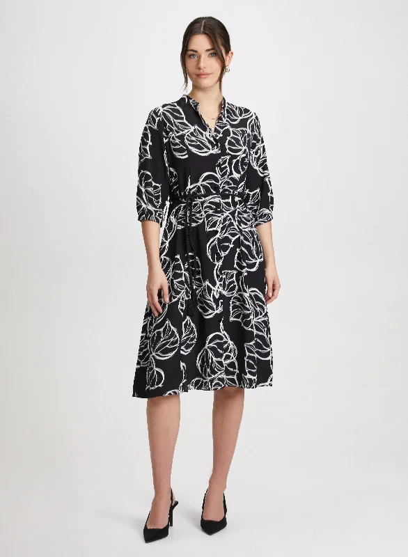 Palm Sketch Print Dress