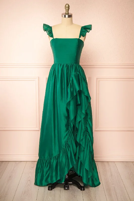 Phyllosia Green | Maxi Dress w/ Ruffles