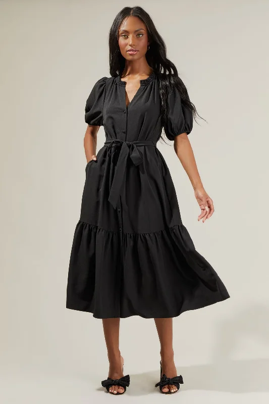 Randie Button Front Midi Dress