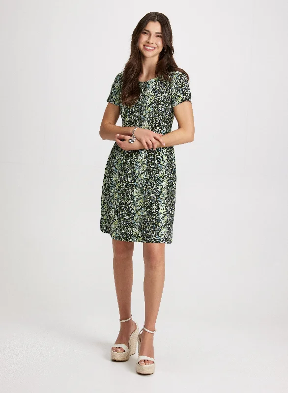 Short-Sleeve Floral Jersey Dress