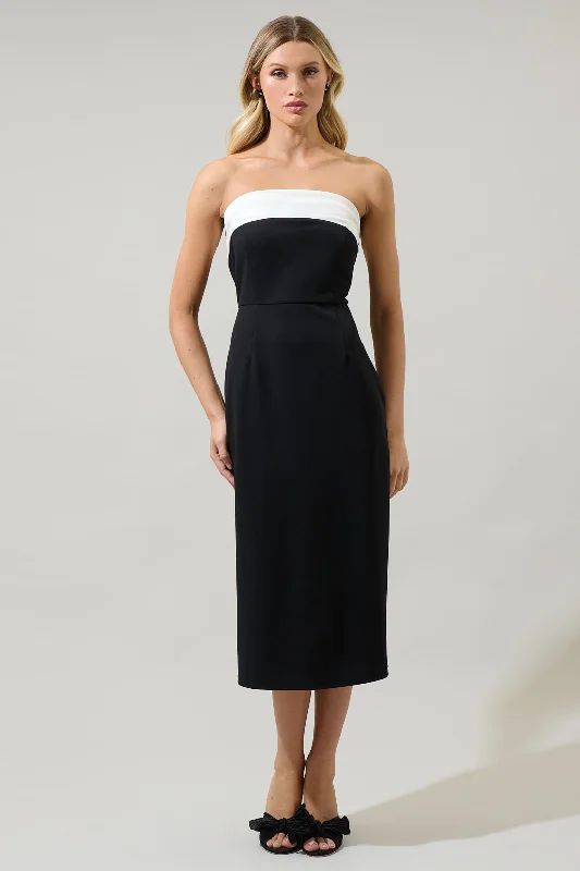 Stella Strapless Color Block Midi Dress