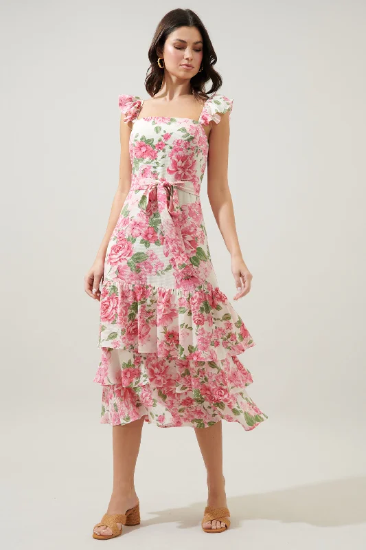 Truth Be Told Guayana Ruffle Tiered Midi Dress