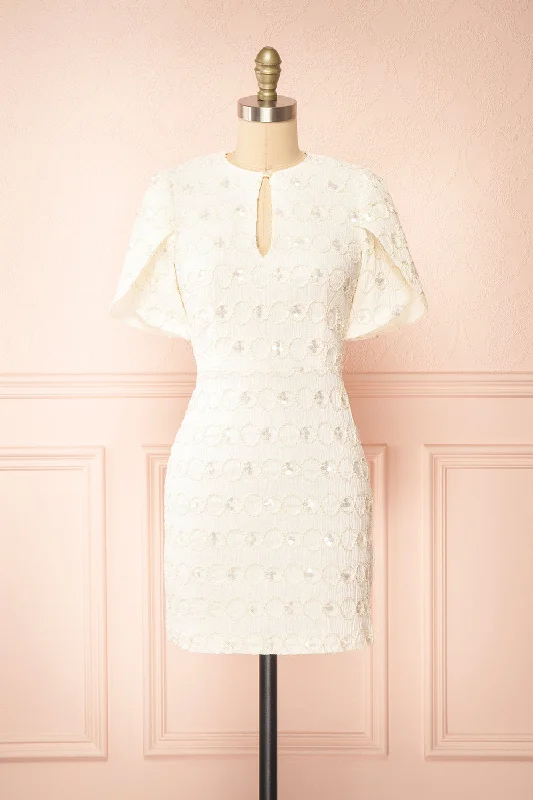 Vaniska | Short Sparkling Ivory Dress