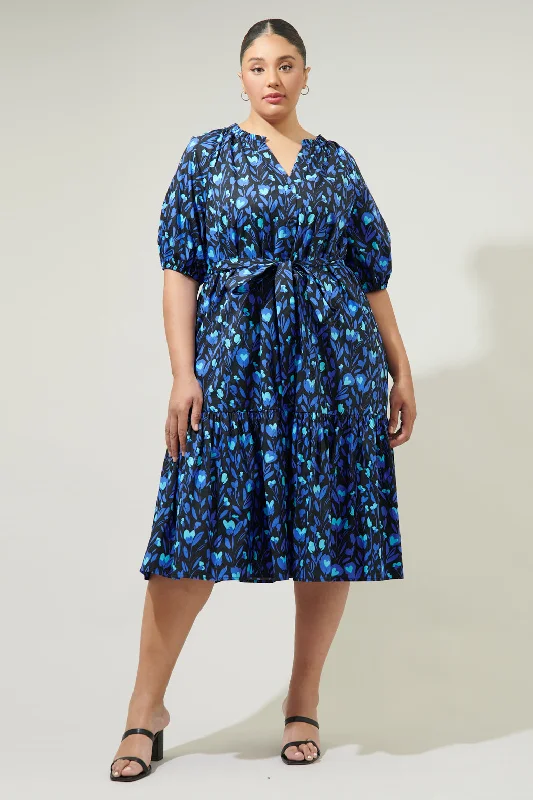 Zorya Floral Wynette Tiered Midi Dress Curve