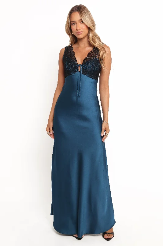 Cammy Maxi Slip Dress - Blue/Black