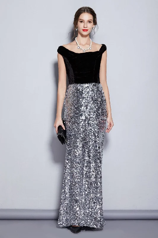 FashionSierra - Bodice Patchwork Sequined Elegant Long Party Dresses