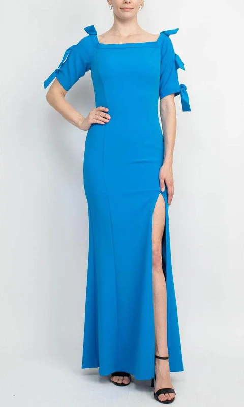 Alberto Makali 185656 - Bow Detailed Short Sleeve Long Dress