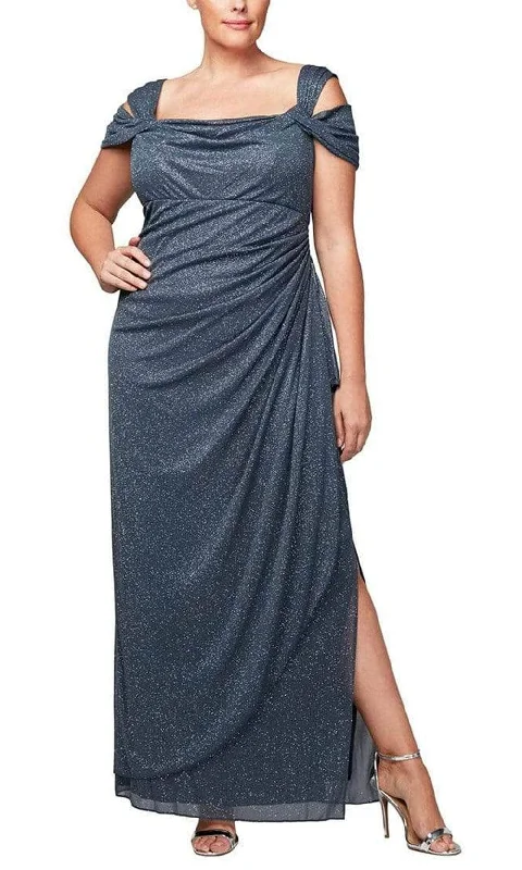 Alex Evenings 433026 - Cold Shoulder Glitter Formal Dress