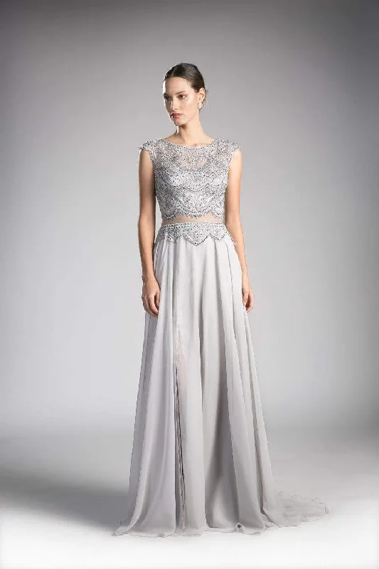 Cinderella Divine - Embellished Illusion Bateau A-line Dress