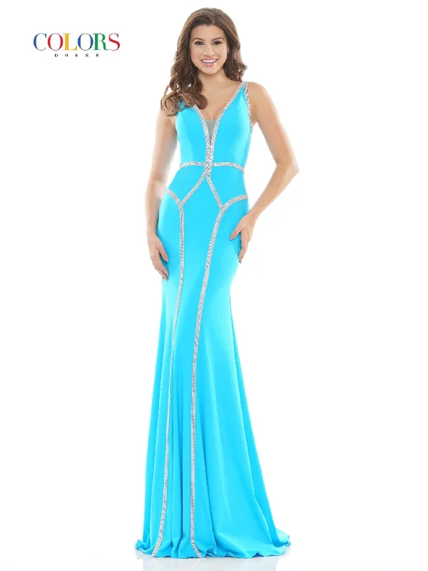 Colors 2696 Colors Long Sleeveless Formal Beaded Dress