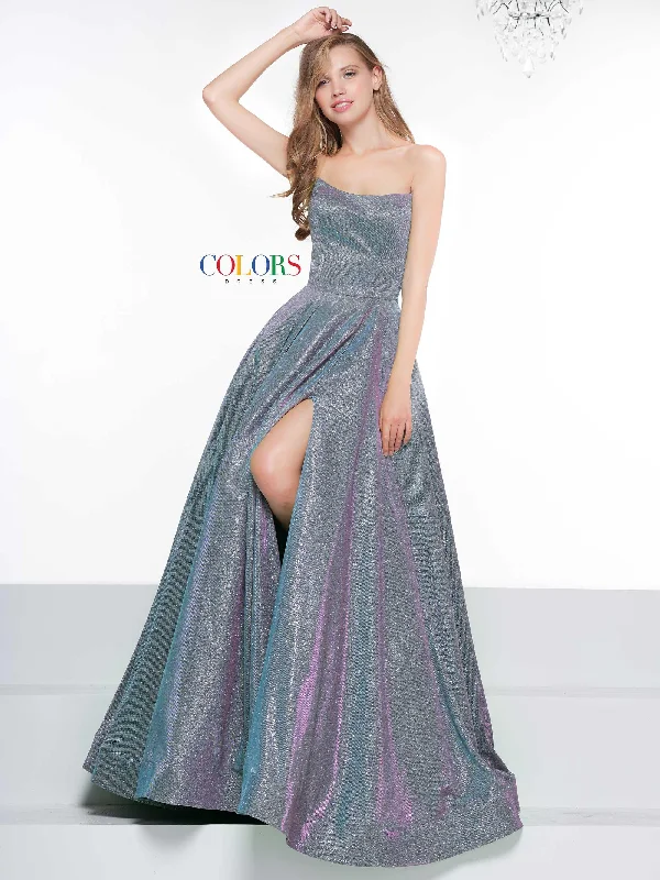 Colors 2078 Colors Prom Long Strapless Glitter Ball Gown