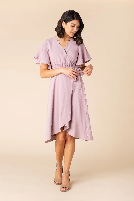 Daphne Tulip Wrap Dress - Mauve