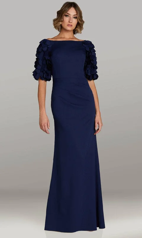 Gia Franco 12419 - Appliqued Elbow Sleeve Evening Gown