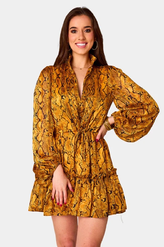 Grace Long Sleeve Short Dress - Snake Charmer