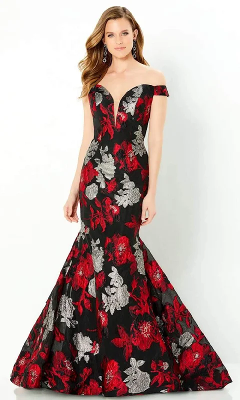 Montage by Mon Cheri - 220952 Floral Deep Off-Shoulder Gown