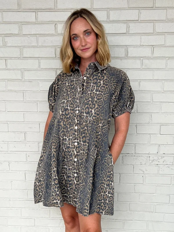 On The Prowl Button Front Cheetah Dress