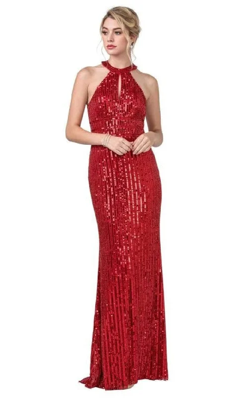 Aspeed Design - L2391 Halter Sheath Sleeveless Dress