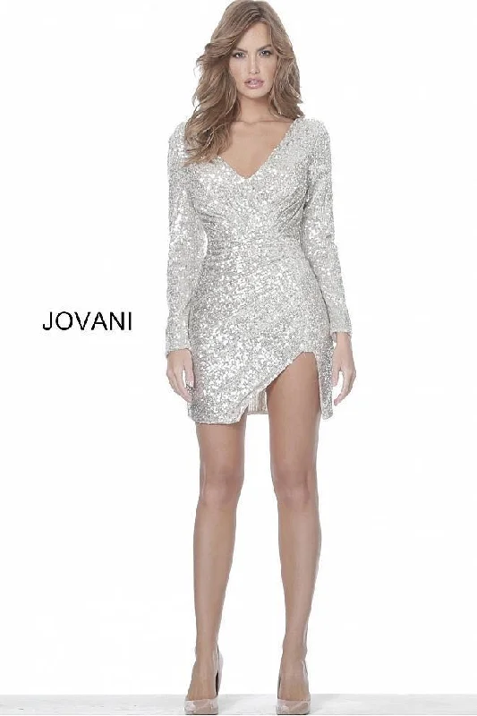 Jovani Beaded Long Sleeve Short Cocktail Dress Sale