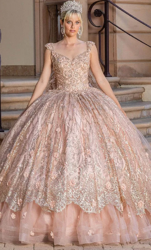 Dancing Queen 1692 - Cap Sleeve Glitter Quinceanera Ballgown