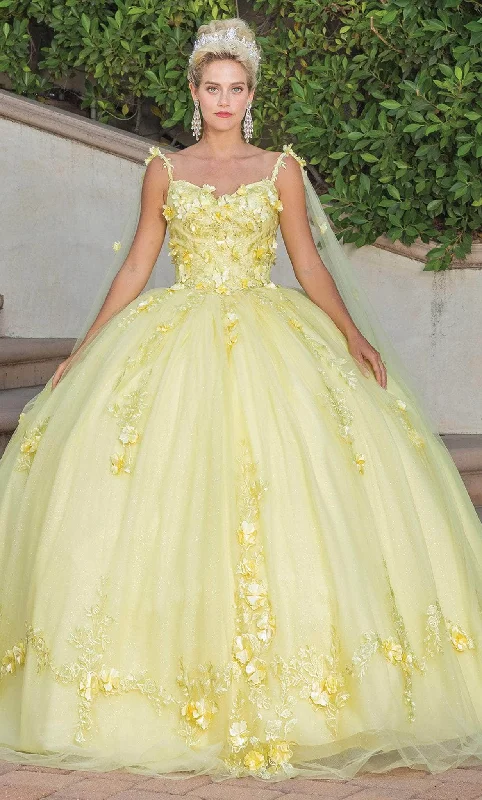 Dancing Queen 1738 - Floral Applique Quinceanera Ballgown