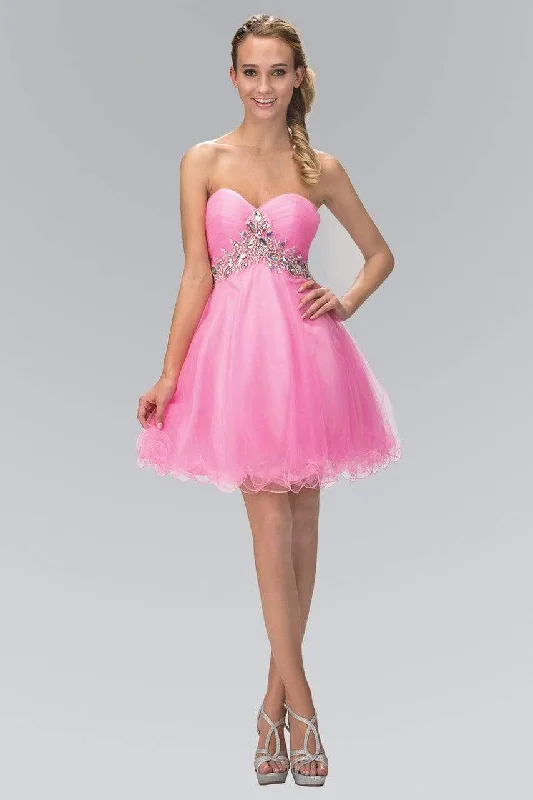 Elizabeth K - GS1139 Jeweled Ruched Sweetheart Tulle A-line Dress