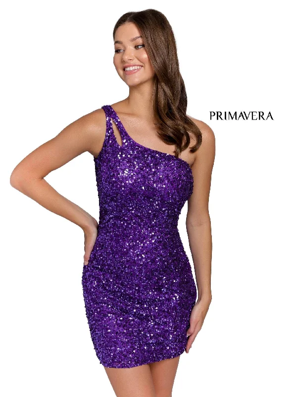 Primavera Couture - 3573 Cut-Out Sequined Fitted Cocktail Dress