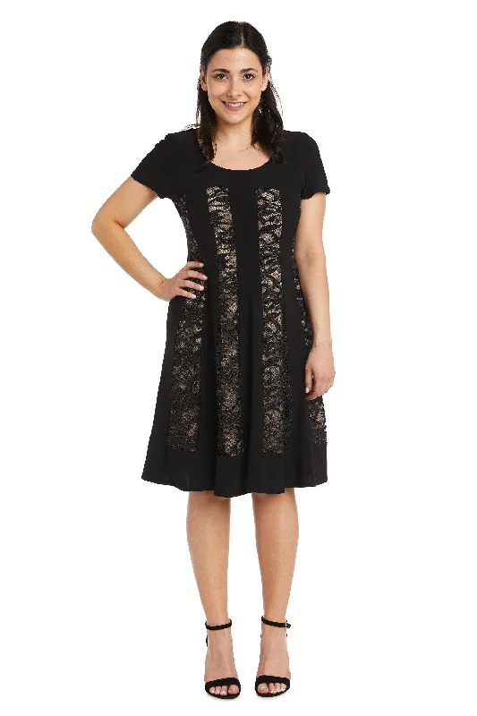 R&M Richards 7769P Short Glitter Lace Petite Dress