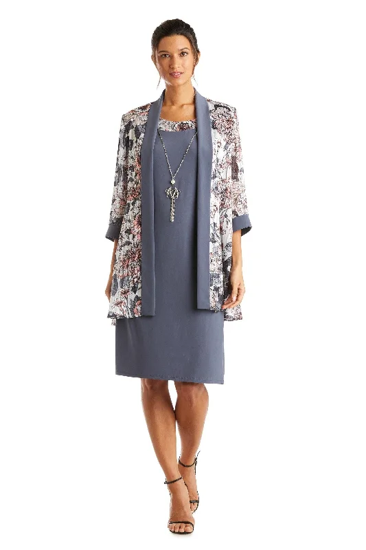 R&M Richards 7119 Short Print Satin Jacket Dress