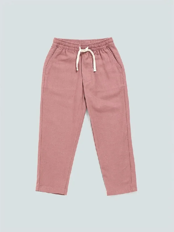 HOP Kids Plain Rose Pink Elasticated Trousers