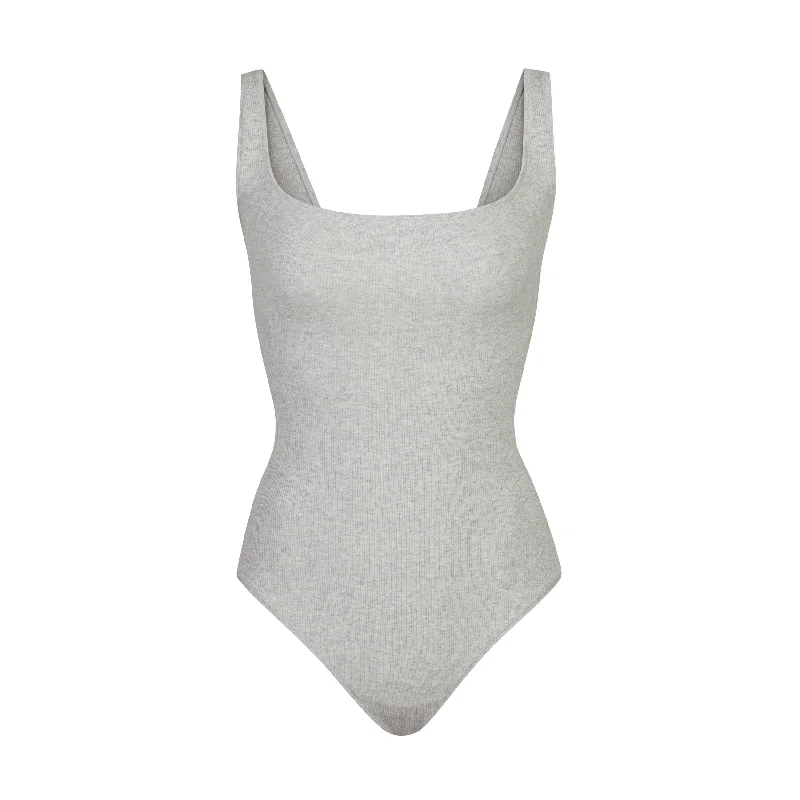 COTTON RIB BODYSUIT | LIGHT HEATHER GREY