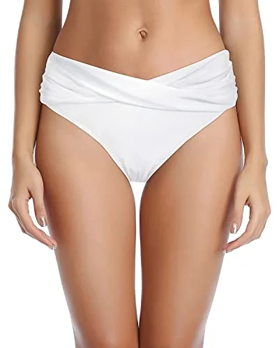 Cheeky Swimwear Bottoms High Cut Bathing Suit Bottoms For Curvy Women-White